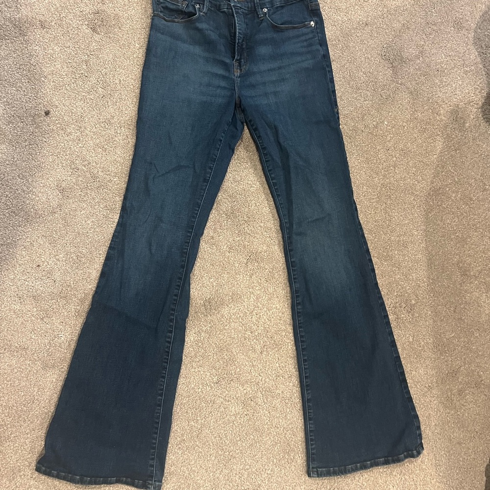 Good American Dark Blue Flare Jeans